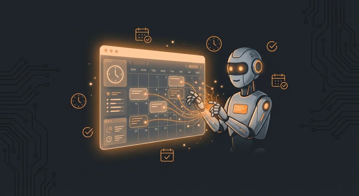 AI appointment booking assistant with calendar and scheduling icons