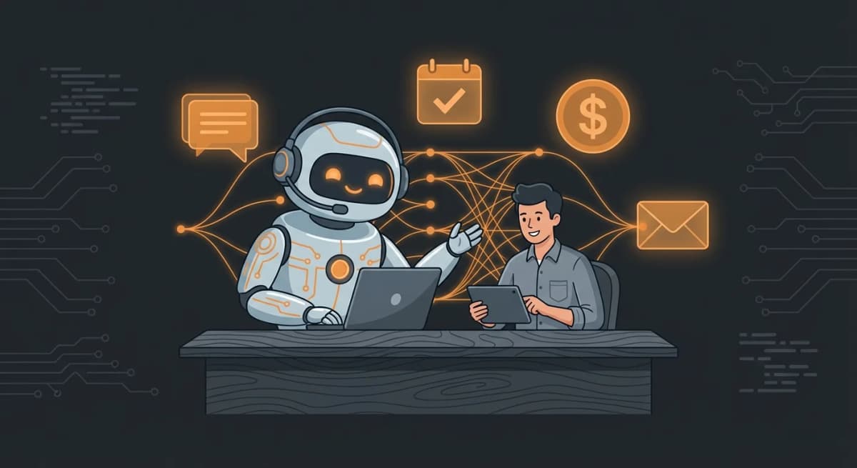 Assistant IA aidant un proprietaire de petite entreprise a automatiser ses taches