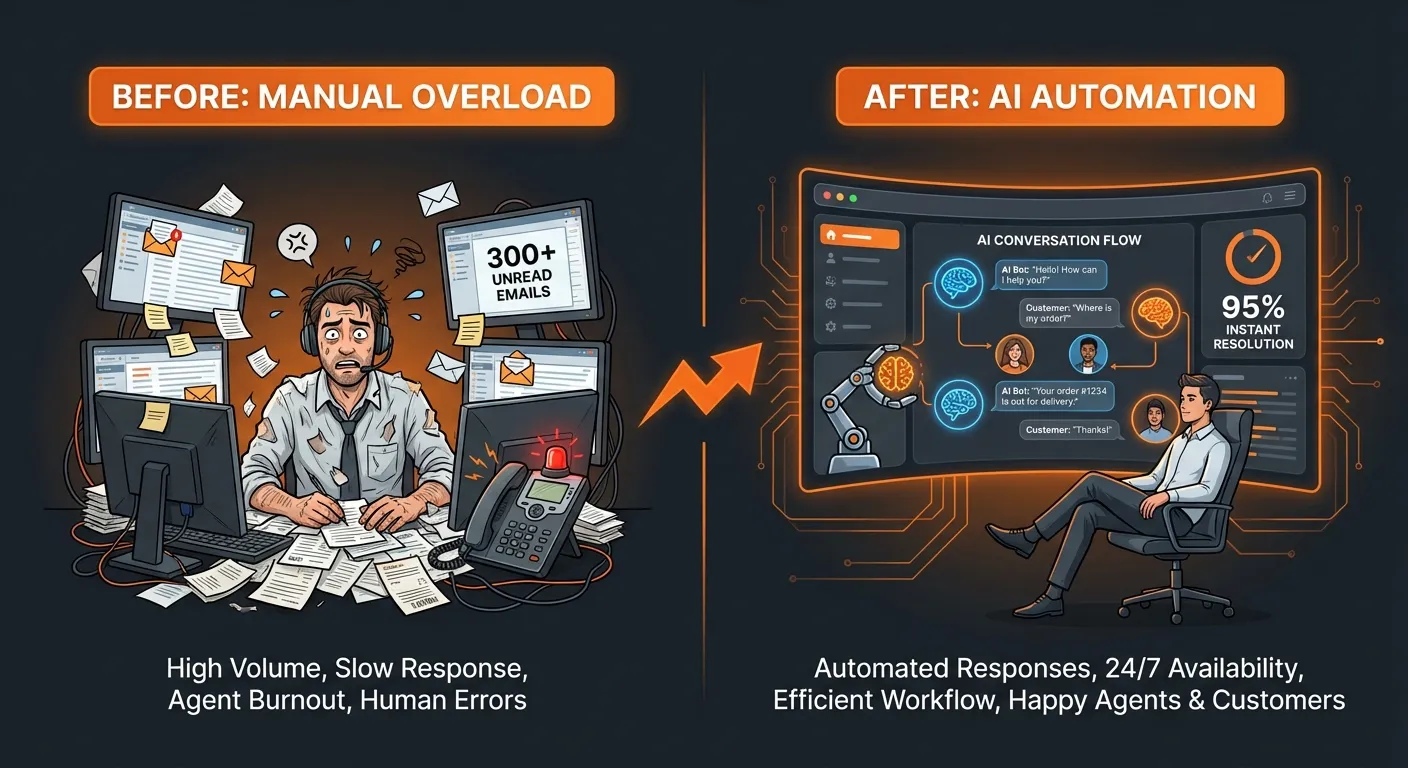 Avant et après l'automatisation du service client