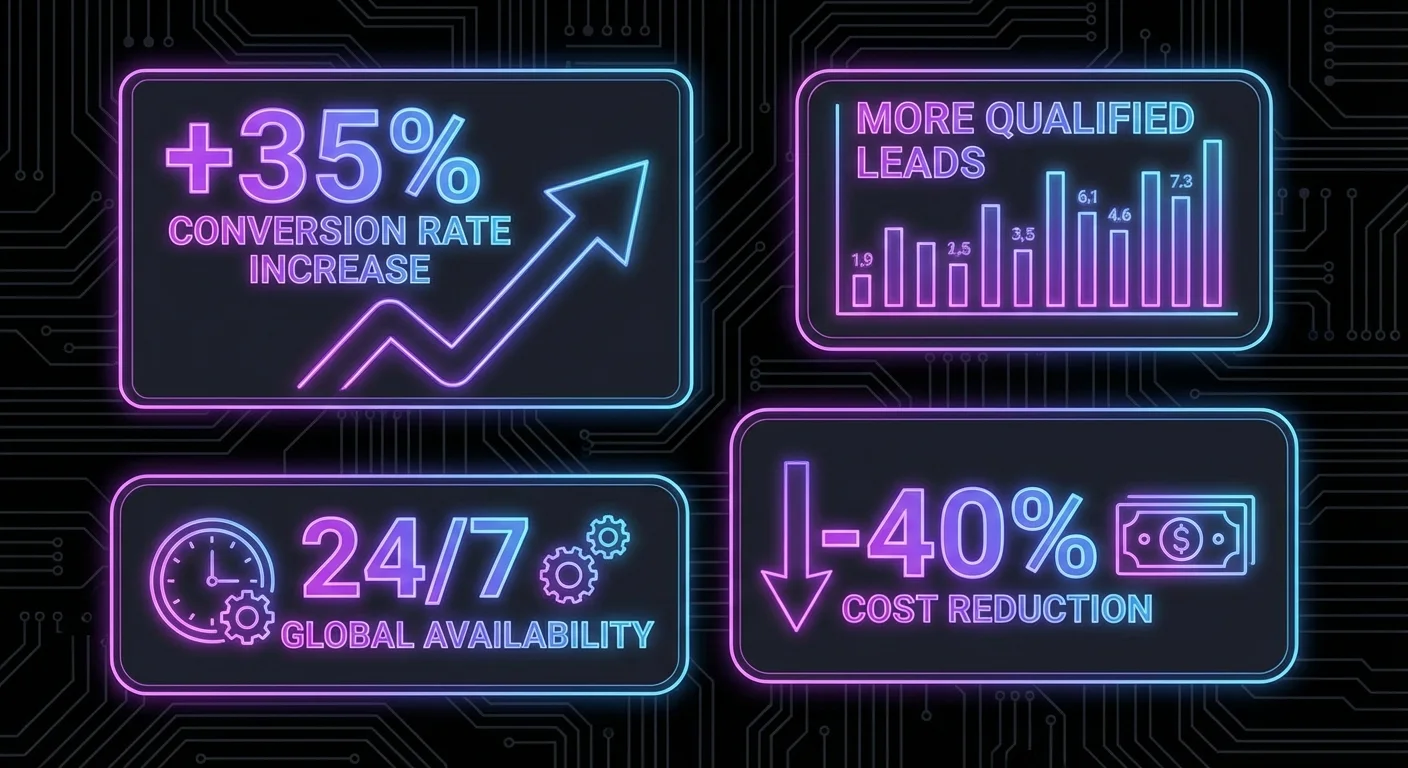 ROI statistics of chatbot lead generation showing conversion improvements