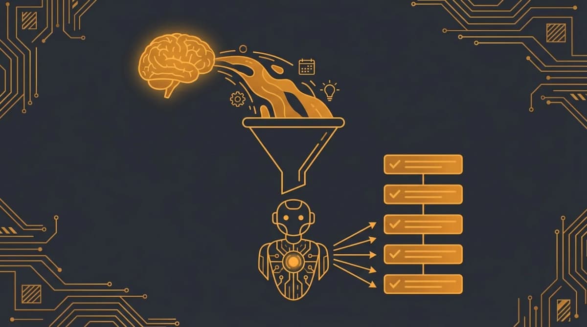 OpenClaw autonomous task execution with glowing orange kanban board and neural network connecting goals to daily tasks
