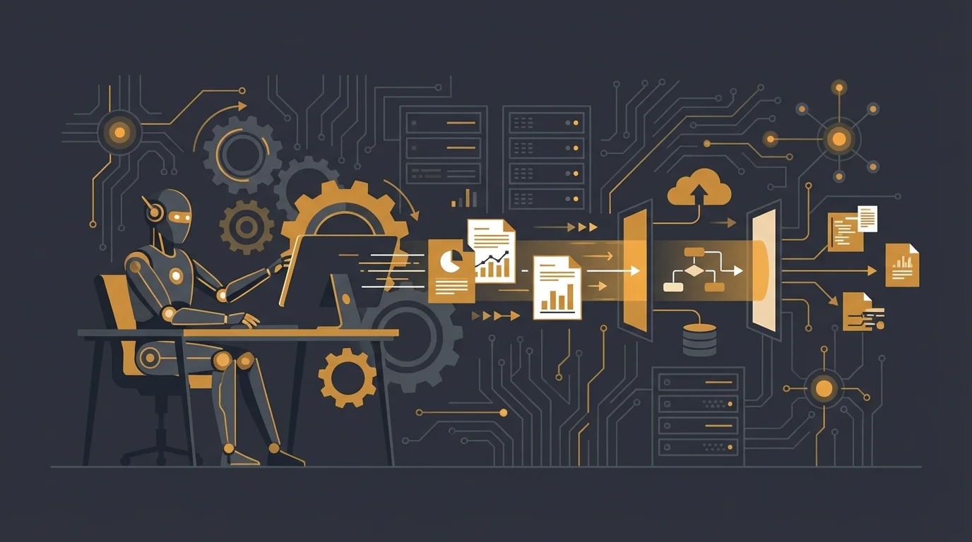 Assistant IA OpenClaw automatisant des taches business sur un tableau de bord sombre avec accents orange