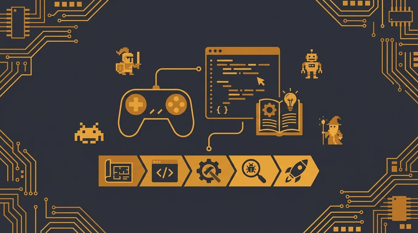 Autonomous game development pipeline with OpenClaw, controller and orange glowing code icons