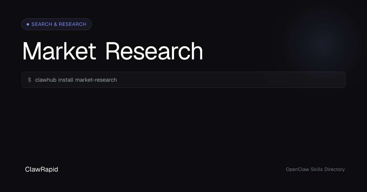 Market Research - OpenClaw Skill | ClawRapid